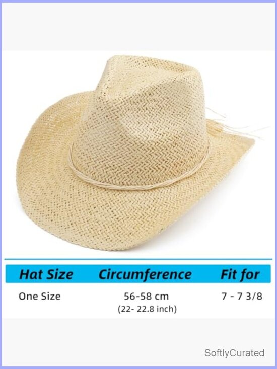Straw Cowboy Hat for Women Short Brim Western Cowgirl Beach Sun Hat main image 5